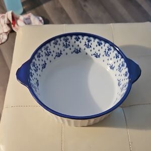Elegant Blue and White Ceramic Baking Dish